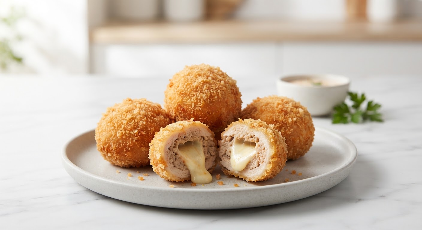 Cheese Stuffed Balls — Molten cheese core wrapped in a crispy golden potato shell.