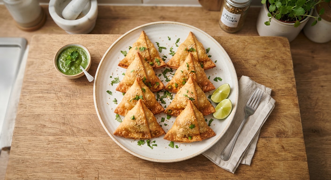 Chicken Samosa Family Pack (24 pcs) — Classic crispy pastries filled with seasoned minced chicken.