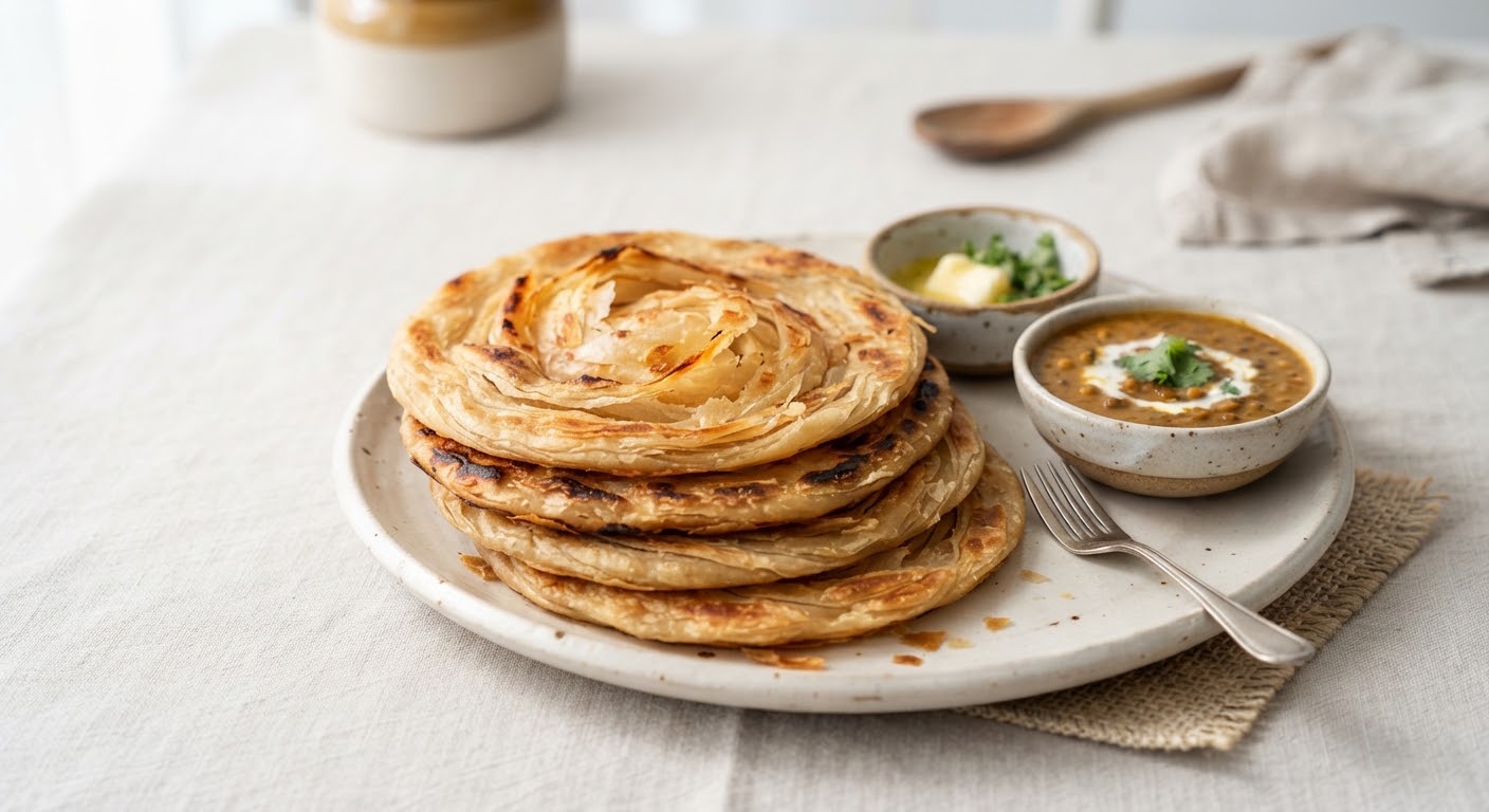 Lachha Paratha Pack of 10 — Multi-layered flaky bread, perfectly crisp and buttery.