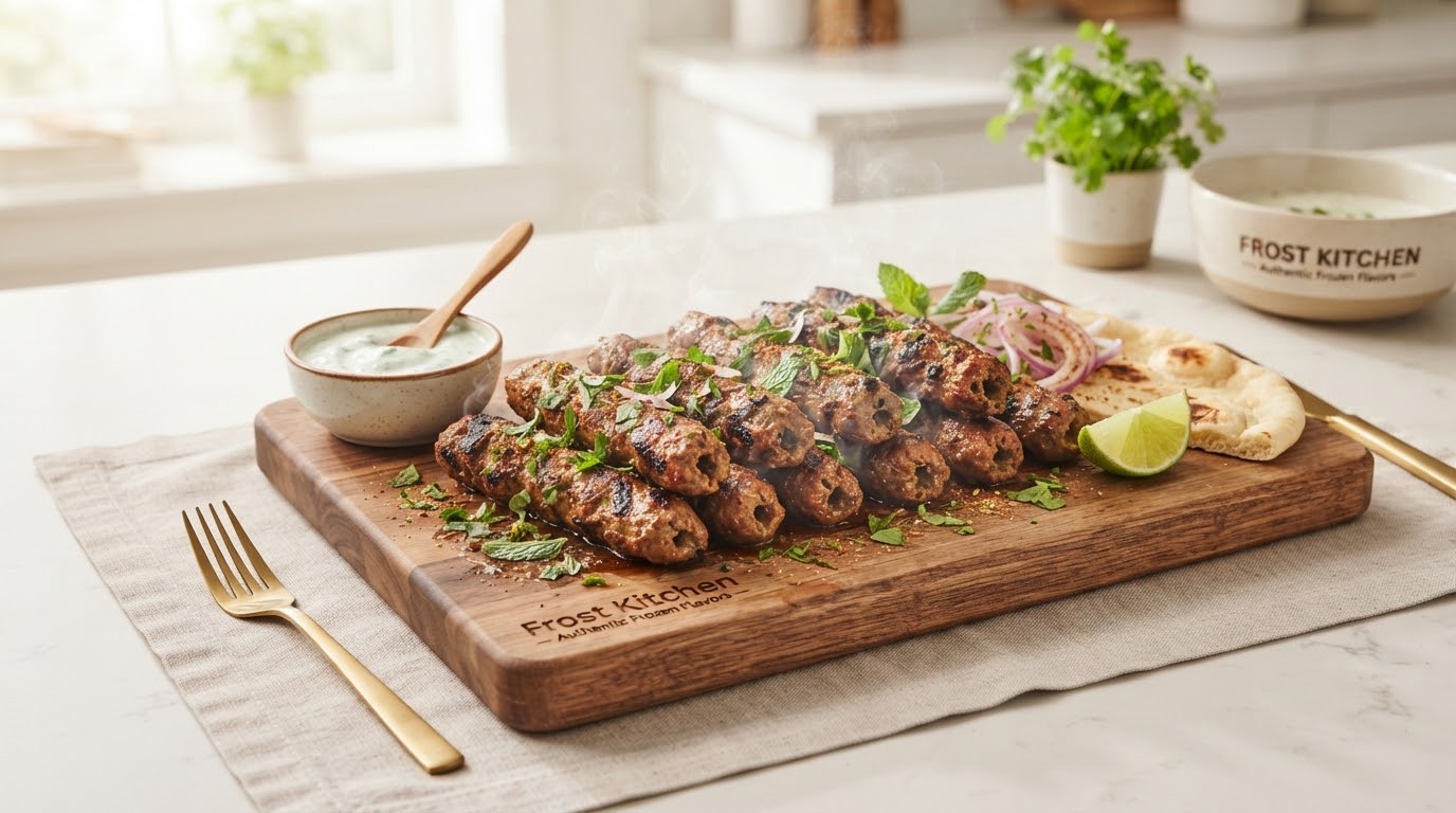 Seekh Kabab 12-Pack — Traditional flame-grilled kababs with aromatic spices.